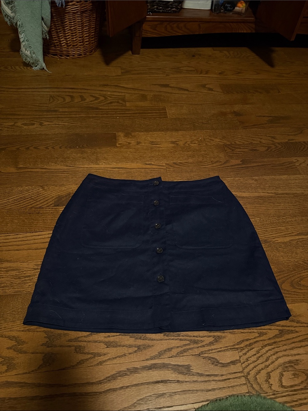 Banana Republic Dark Blue Button-Front Mini Skirt